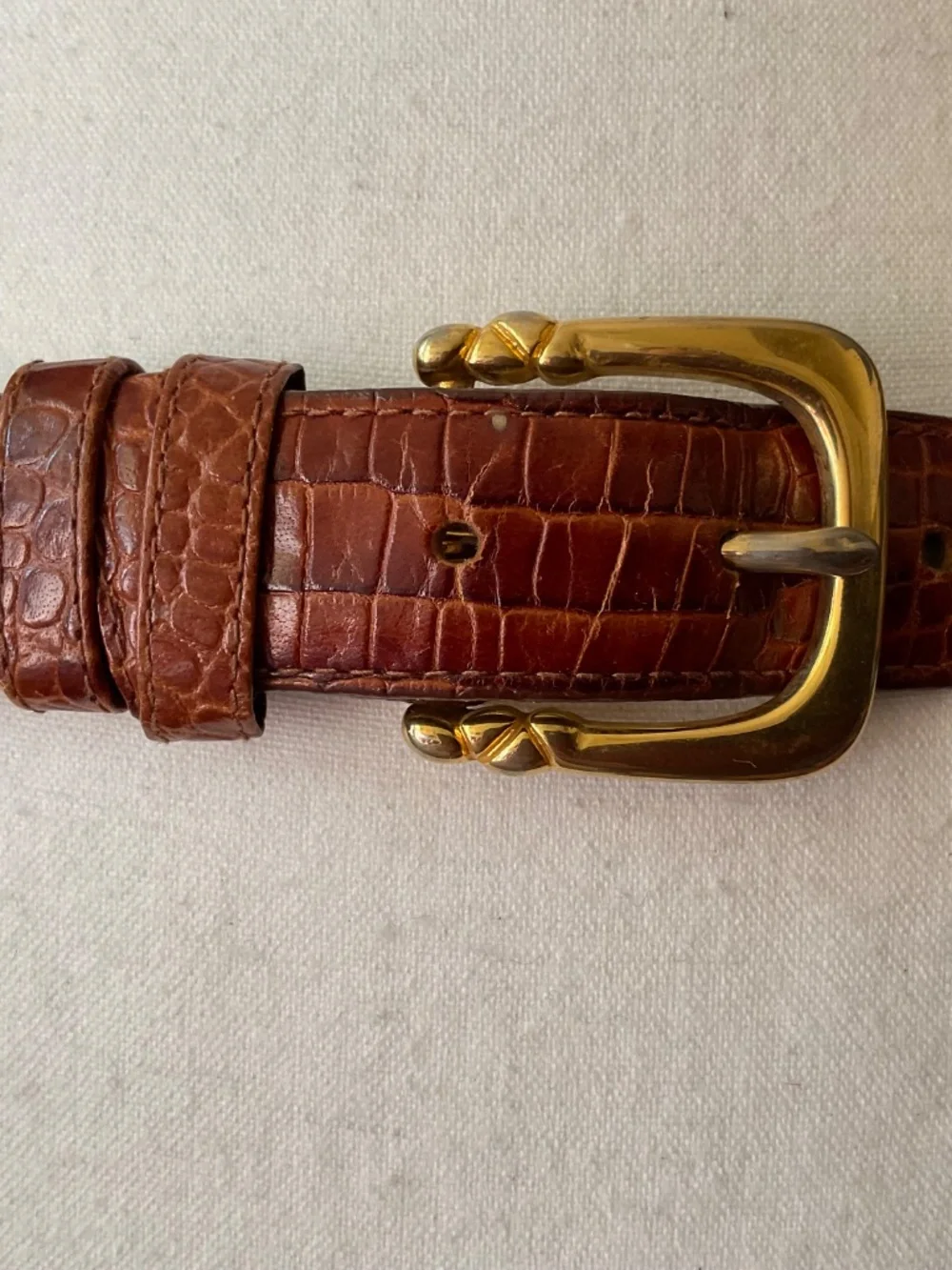 Ritz Brown Croc Embossed Leather Adjustable Belt Size M